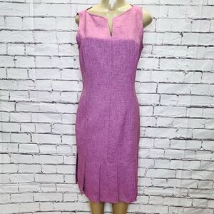 David Meister Womens Purple Sleeveless Split Neck Midi Sheath Dress Size 12